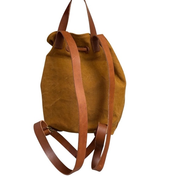 MADEWELL Brown Canvas SOMERSET Drawstring Leather Strap Backpack - Picture 2 of 10